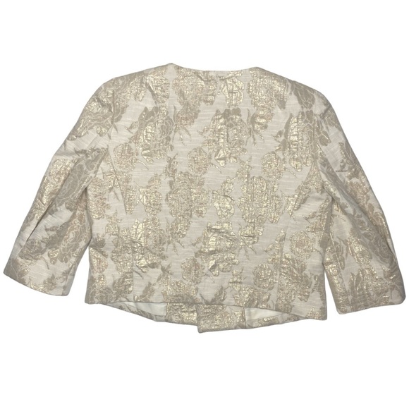 Zara Woman Cropped Ivory and Gold Dress Jacket Sz Med - Picture 5 of 10